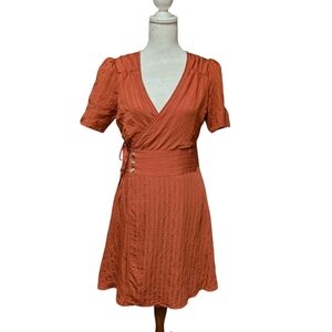 Bohme Terracotta Midi Wrap Dress